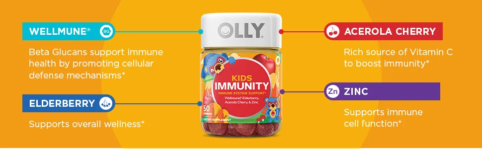 Olly Kids Gummy Immune Support Wellmune Elderberry - 50 Gummies - image