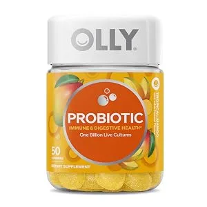 OLLY Probiotic Gummy Immune and Digestive Support 1 Billion CFUs - 50 Gummies  - olly probiotic prebiotic adult
