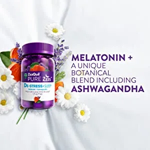 ZzzQuil PURE Zzzs De-Stress & Sleep - 60 Gummies - stress, sleep