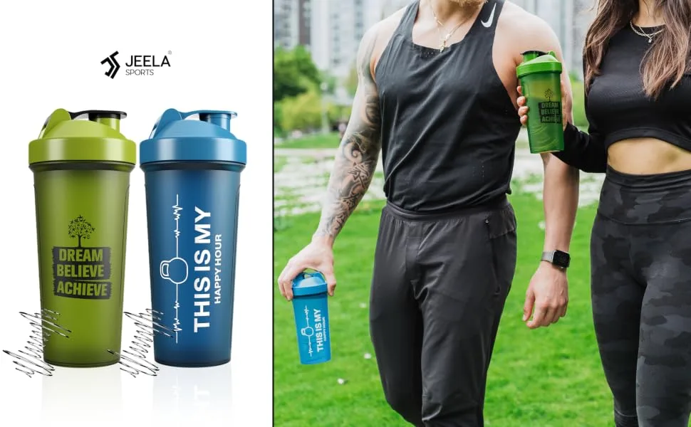 JEELA SPORTS Protein Shaker Bottles 5 Pack - 24 Oz - protein cups
