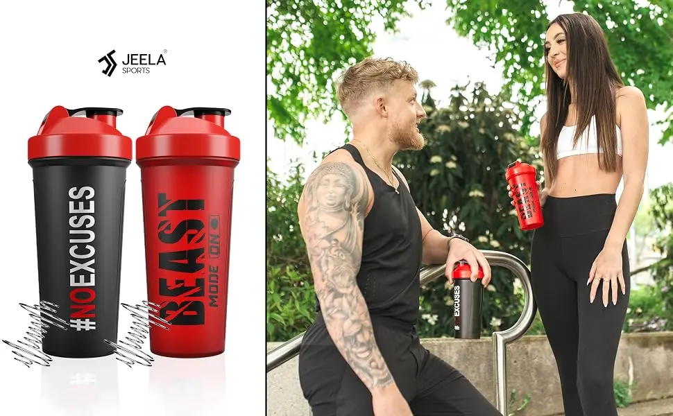 JEELA SPORTS Protein Shaker Bottles 5 Pack - 24 Oz - shaker bottle 2 pack
