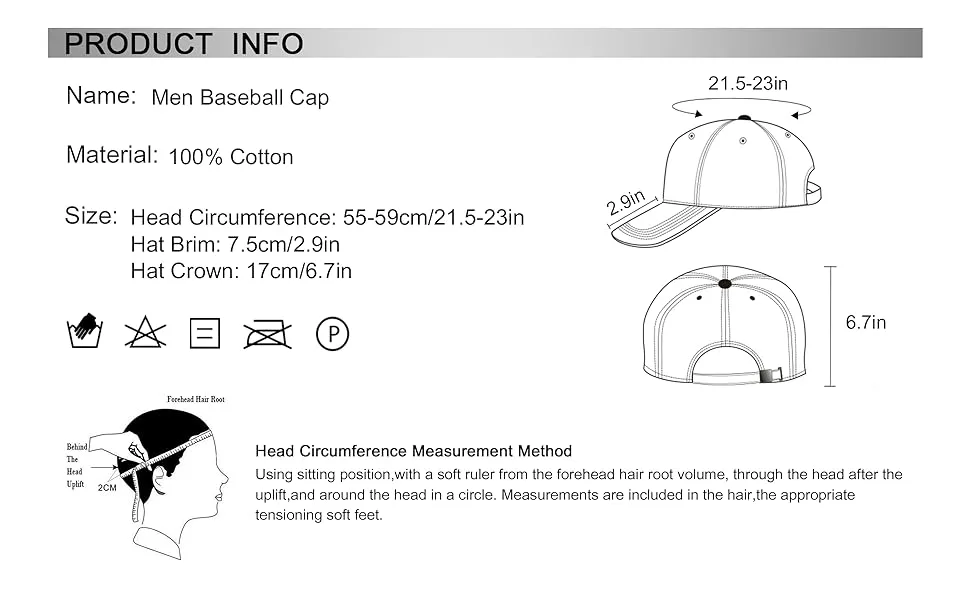 CACUSS Men's Cotton Classic Cap - product information 3