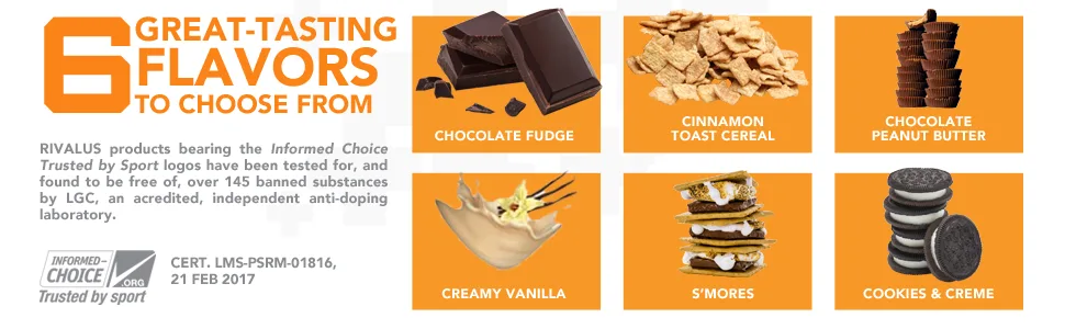 Rivalus Clean Gainer - flavors cinnamon toast cereal chocolate fudge peanut butter vanilla smores cookies creme