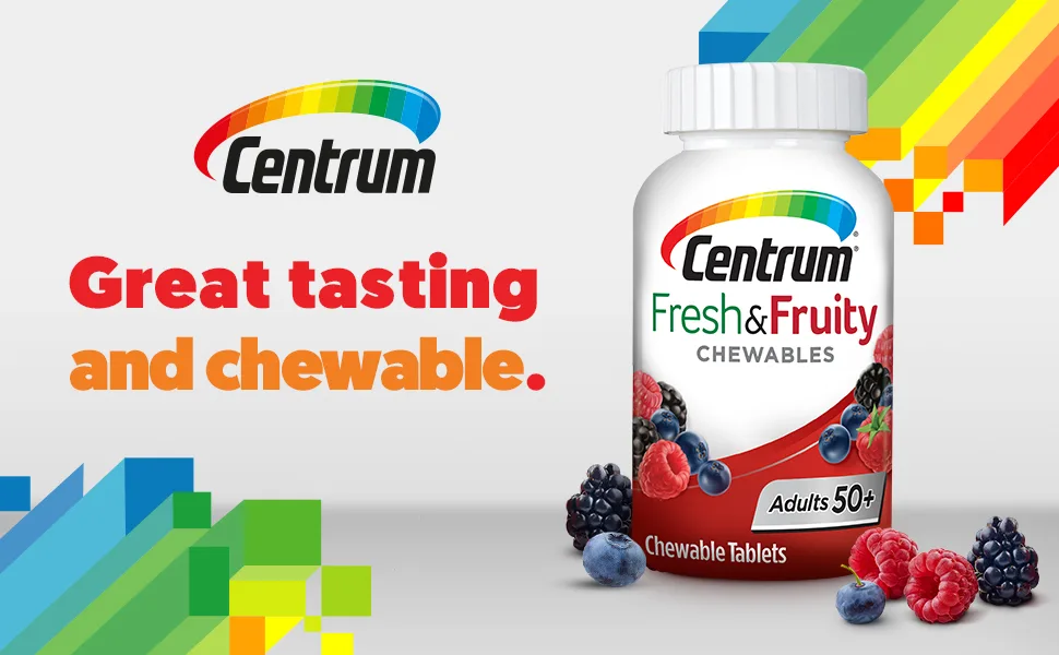 Centrum Adults 50+ Fresh & Fruity Chewables Multivitamin - Mixed Berry - 60 Chewable Tablet - great tasting