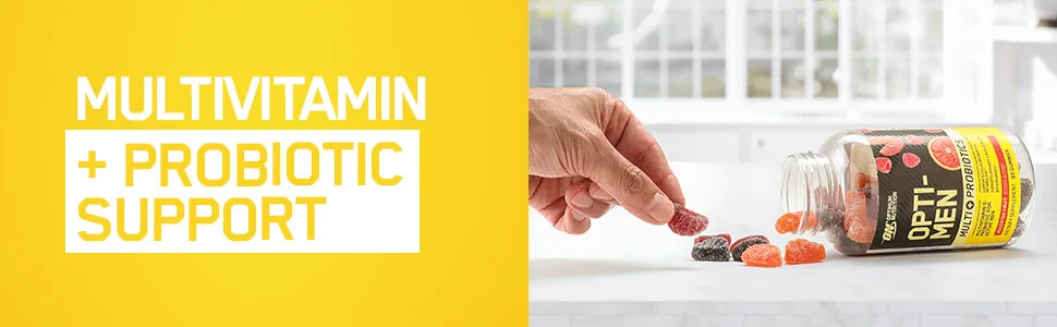 Optimum Nutrition Opti-Men Gummies - Assorted Fruit - 90 Gummies - Optimum Nutrition, Opti-Men, Opti Men, Gummies, Opti Men Gummies, Multivitamin, Probiotic