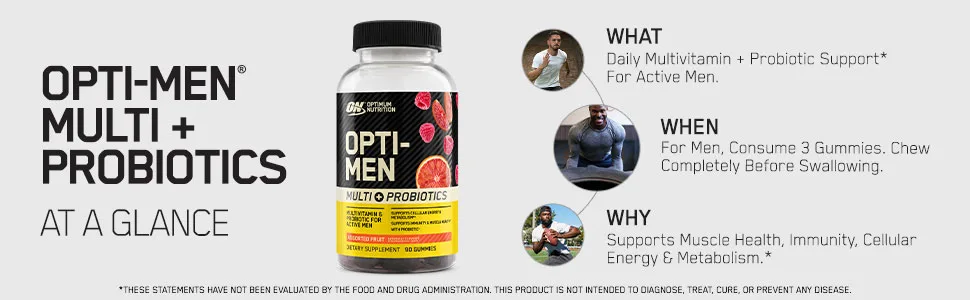 Optimum Nutrition Opti-Men Gummies - Assorted Fruit - 90 Gummies - Optimum Nutrition, Opti-Men, Opti Men, Gummies, Opti Men Gummies, Multivitamin, Probiotic