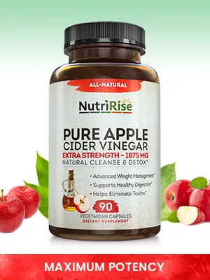 NutriRise Apple Cider Vinegar Capsules Potency 1950mg Weight Loss - 120 Capsules - apple-cider-vinegar-capsules-acv-colon-cleanse-appetite-suppressant-weight-loss-detox-metabolism