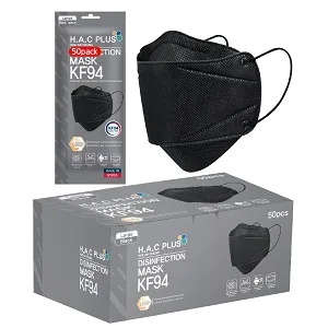 KF94 Face Mask for Adult Protective Mask H.A.C PLUS - 10 Pack - Black 50