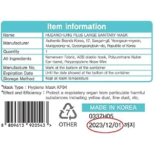 KF94 Face Mask for Adult Protective Mask H.A.C PLUS - 10 Pack - Expirty date