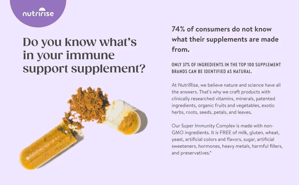 NutriRise Immunity Complex Immune Support Supplement Vitamin C E B6 Zinc Turmeric Curcumin Elderberry L-Glutamine Echinacea 7.2 Billion CFU Probiotics for Gut Health for Men & Women 90 Count - Immune-support-elderberry-tea-dried-organie-gummies-wellness-formula-stress-relief-women-health