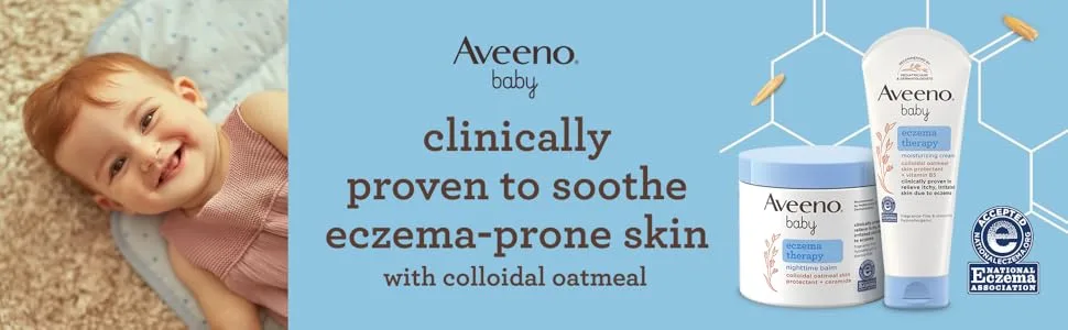 Aveeno Baby Eczema Therapy Moisturizing Cream, Natural Colloidal Oatmeal & Vitamin B5, Baby Eczema Cream for Dry, Itchy, Irritated Skin Due to Eczema, Paraben- & Steroid-Free, 12 fl. oz - aveeno