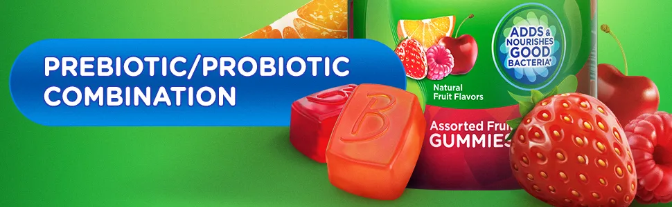 Benefiber Prebiotic Fiber Supplement Gummies for Digestive Health with Probiotics - Assorted Fruit  - 50 Gummies - Prebiotic/Probiotic Combination