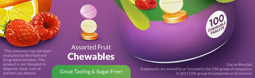 Benefiber Chewable Prebiotic Fiber Supplement Tablets for Digestive Health - Assorted Fruit - 100 Tablets  - Assorted Fruit Chewables