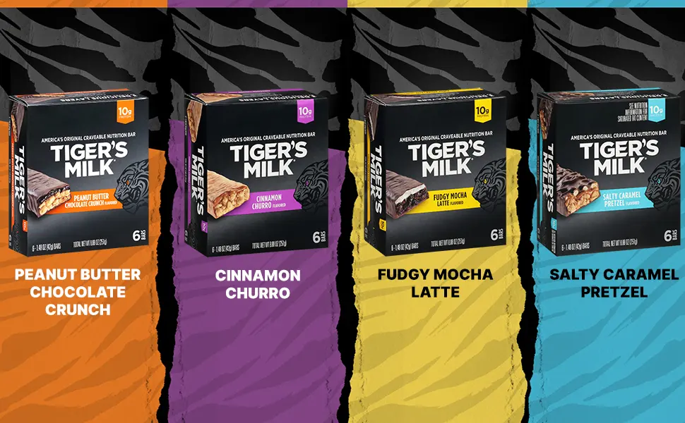 Tiger's Milk Peanut Butter Chocolate Crunch Protein Bar - 12 Bars - tigers milk