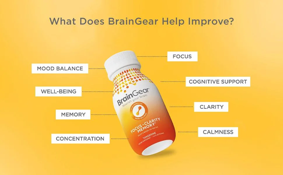 BrainGear Brain Booster Natural Nootropic Supplement - BlackBerry Hibiscus -1 bottle  - BrainGear