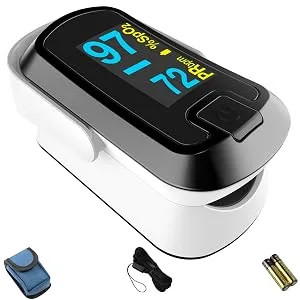 Mibest OLED Finger Pulse Oximeter O2 Meter - White/Black - mibest Light Blue oled