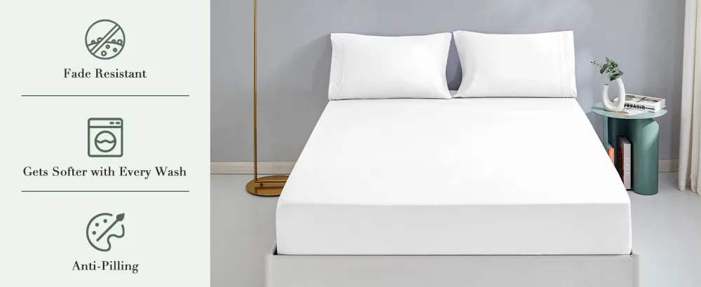 Queen Fitted Sheet Only - Premium 1800 Microfibre Fitted Sheet Deep Pocket Up to 16" - Ultra Soft Fitted Bottom Sheet Shrinkage and Fade Resistant (Queen, White) - fitted sheet twin