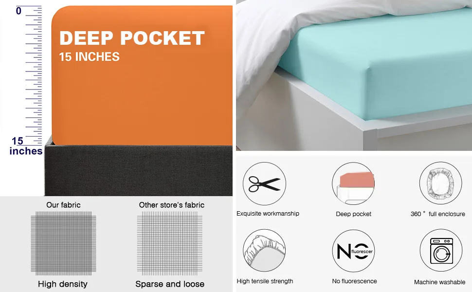 FLXXIE Queen Fitted Sheet Only - Bottom Sheet - Microfiber Deep Pocket Fitted Sheet - Soft and Wrinkle, Fade, Shrinkage Resistant Fitted Bed Sheet - khaki - Exquisite workmanship