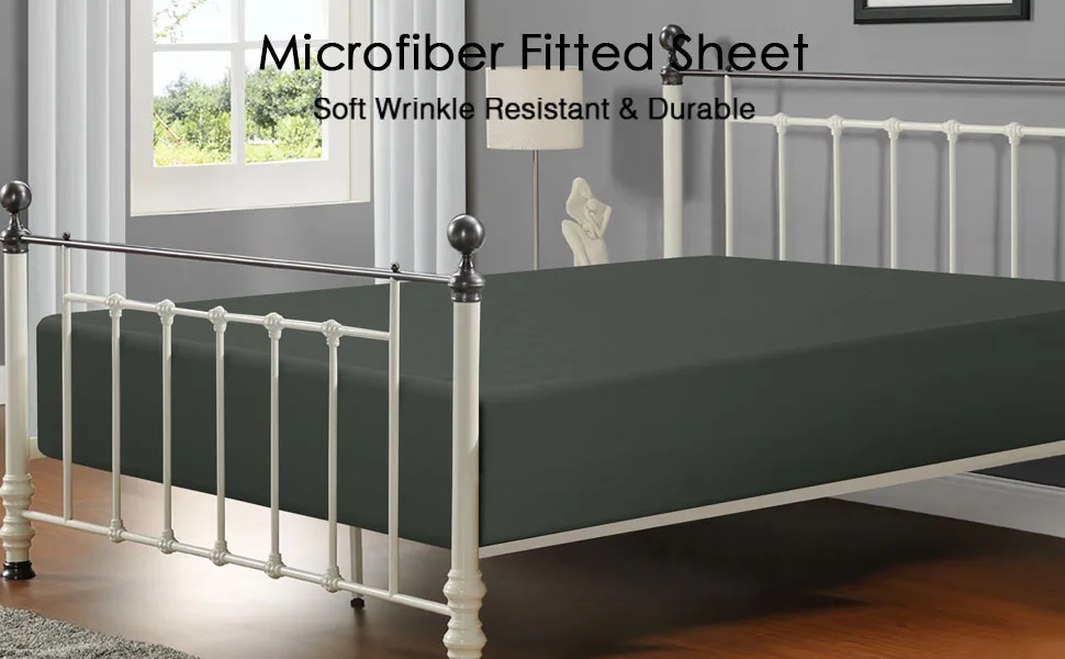 FLXXIE Queen Fitted Sheet Only - Bottom Sheet - Microfiber Deep Pocket Fitted Sheet - Soft and Wrinkle, Fade, Shrinkage Resistant Fitted Bed Sheet - khaki - Microfiber Fitted Sheet