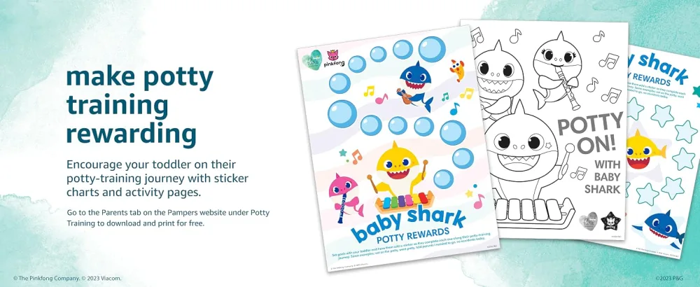 Pampers Pure Protection Training Pants Baby Shark - Size 2T-3T 100 Count Premium Hypoallergenic Training Underwear - Make Potty Training Rewarding