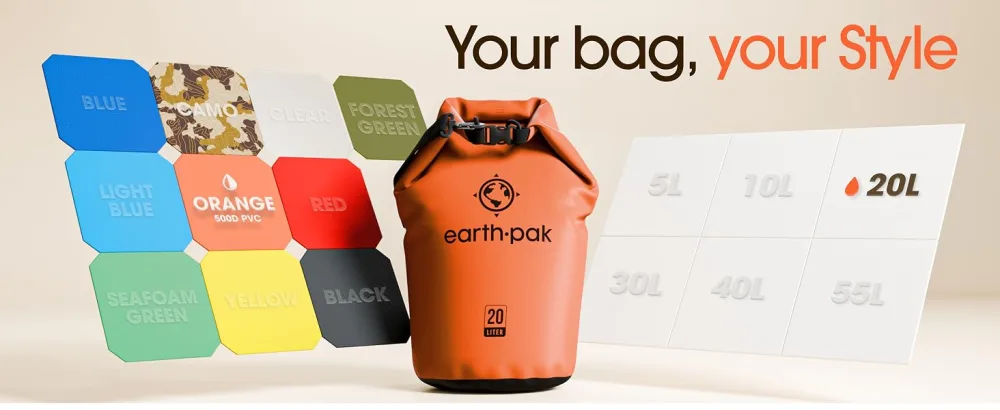 Earth Pak Waterproof Dry Bag - Roll Top Waterproof Backpack Sack Keeps Gear Dry for Kayak with Waterproof Phone Case - waterproof dry bag backpack