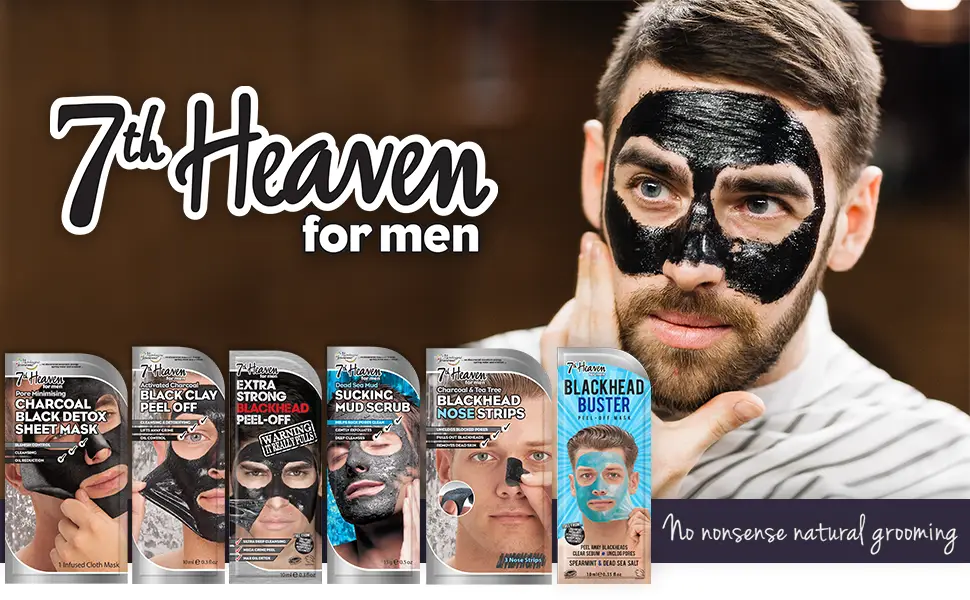 7th Heaven Men's Nose Strips with Charcoal and Tea Tree to Unclog Blocked Pores Pull Out Blackheads & Remove Dead Skin Black 3 Count - 7th Heaven for men range