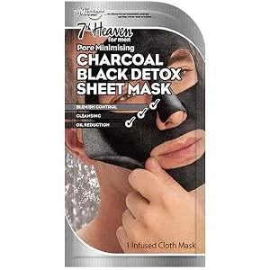 7th Heaven Men's Nose Strips with Charcoal and Tea Tree to Unclog Blocked Pores Pull Out Blackheads & Remove Dead Skin Black 3 Count - Charcoal Black Detox Sheet