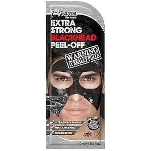 7th Heaven Men's Nose Strips with Charcoal and Tea Tree to Unclog Blocked Pores Pull Out Blackheads & Remove Dead Skin Black 3 Count - Extra Strong Blackhead Peel-Off