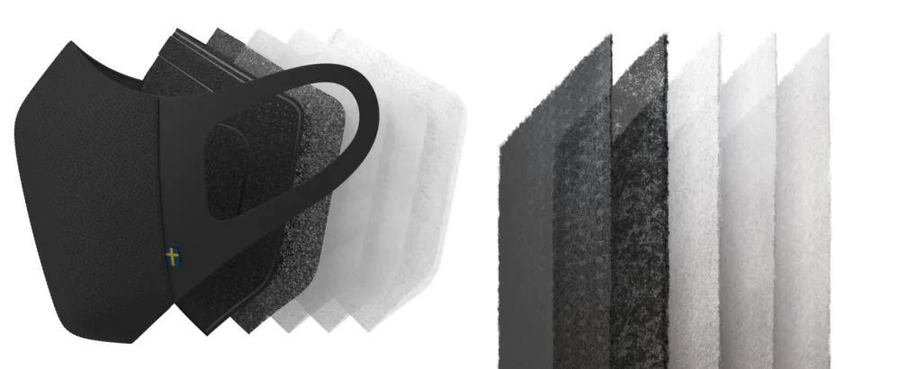 Airinum Lite Air Filter | Replacement Filters for Lite Air Mask 5-Layer Cloth Face Mask Filter | 3-Pack (S) - 5 layers