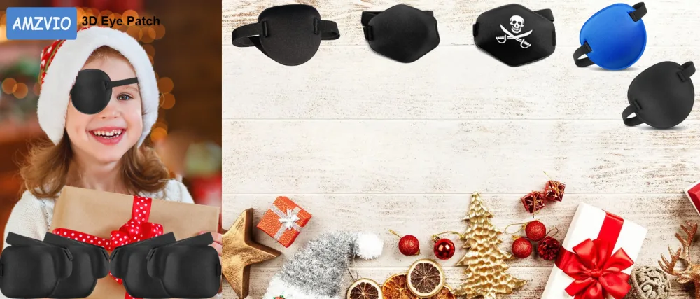 AMZVIO 2 pcs Eye Patches for Adults Adjustable Eye Patch Amblyopia Lazy Eye Patches for Left or Right Eyes after Surgery or Pirate Costume(Black+Pirate) - eye patch