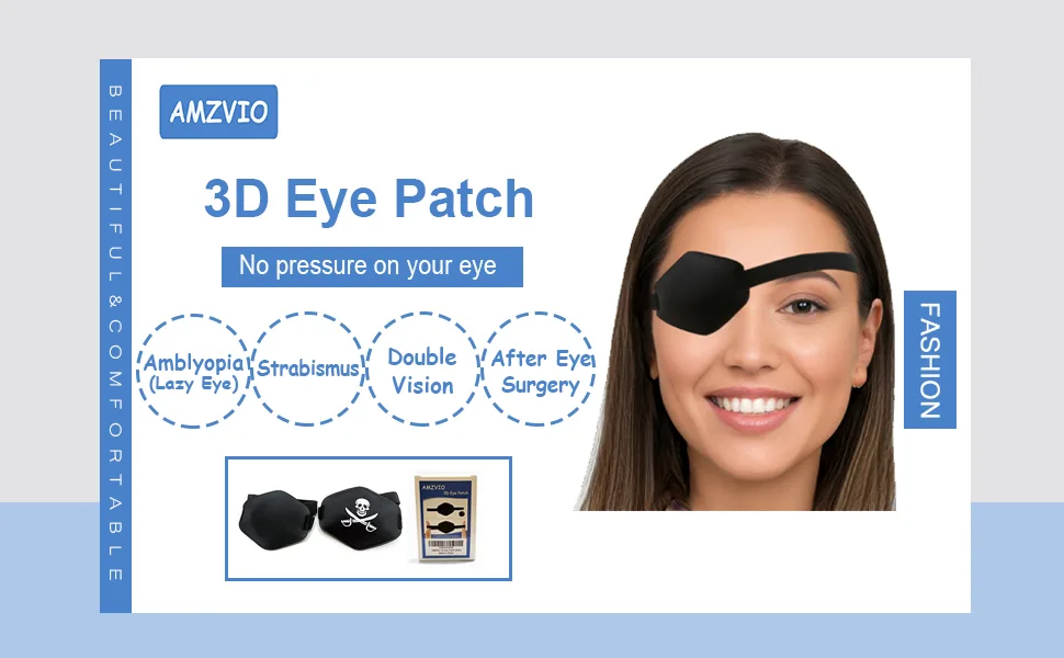 AMZVIO 2 pcs Eye Patches for Adults Adjustable Eye Patch Amblyopia Lazy Eye Patches for Left or Right Eyes after Surgery or Pirate Costume(Black+Pirate) - product information 10
