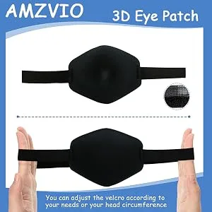 AMZVIO 2 pcs Eye Patches for Adults Adjustable Eye Patch Amblyopia Lazy Eye Patches for Left or Right Eyes after Surgery or Pirate Costume(Black+Pirate) - product information 13