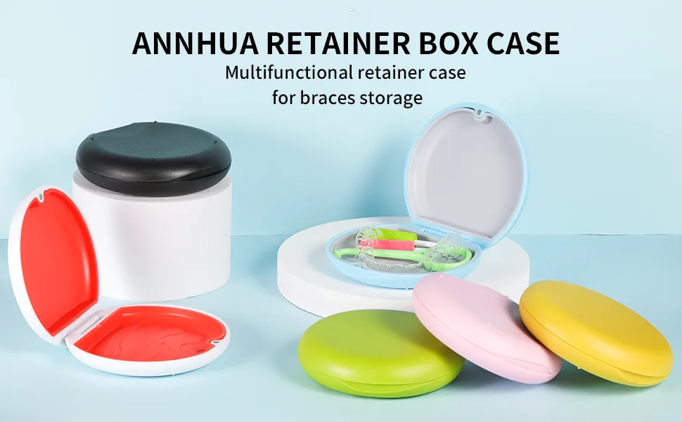 Annhua Slim Denture Storage Box Denture Holder with Silicone Textured Liner Denture Retainer Case Dental Retainer Box with Magnetic Closure Pink - denture box