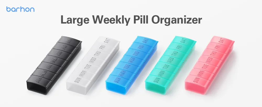 Extra Large 7 Day Pill Box Organiser Weekly Vitamin Case Box Large Capacity Compartments (White) White 1 Pack - pill organizer