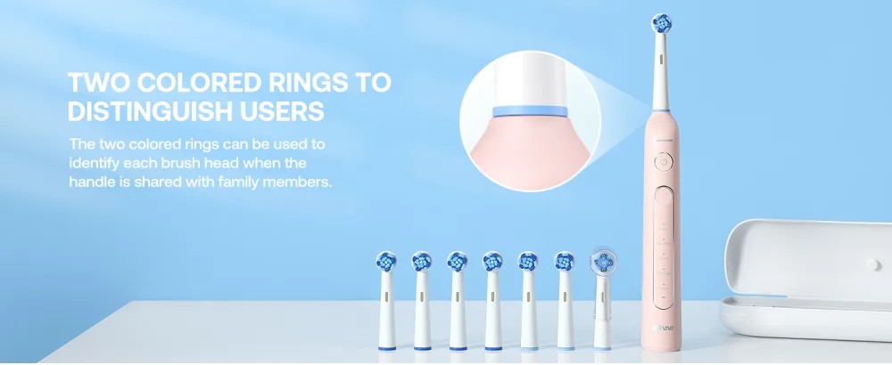 Bitvae R2 Rotating Electric Toothbrush for Adults with 8 Brush Heads 5 Modes Rechargeable Power Toothbrush with Pressure Sensor Pink Pink 1 Pack - bitvae