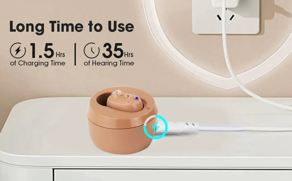 Britzgo Rechargeable device with Noise Reduction for The Elderly Invisible in Ear Up to 35 Hours of Use Digital Chips&Portable Charging Case (Beige) - product information 20