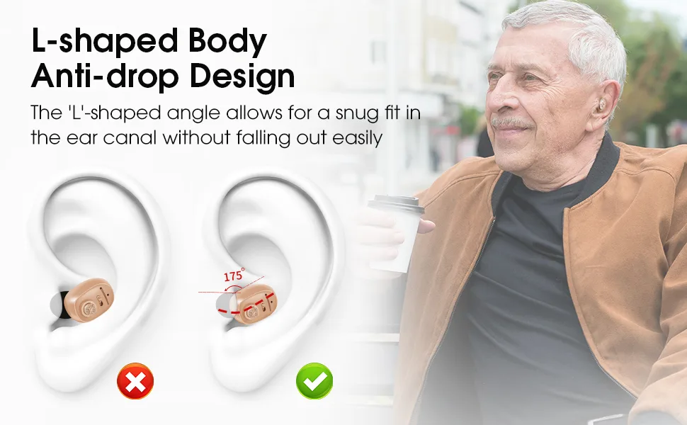 Britzgo Rechargeable device with Noise Reduction for The Elderly Invisible in Ear Up to 35 Hours of Use Digital Chips&Portable Charging Case (Beige) - product information 21