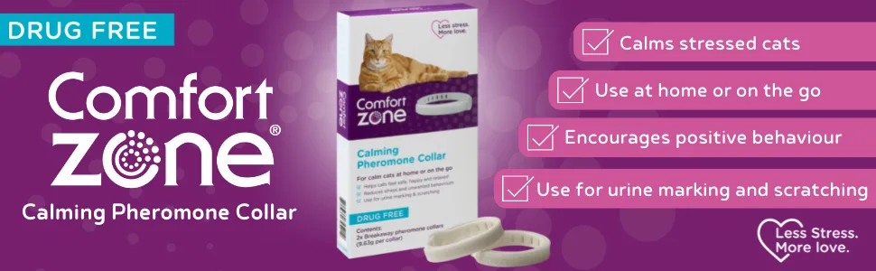 Comfort Zone Cat Calming Pheromone Collar Helps Cats Feel Safe Happy Calm While Reducing Stress Anxiety and Unwanted Behaviours 1 Collar Pack White - comfort zone calming pheromone collars for cats