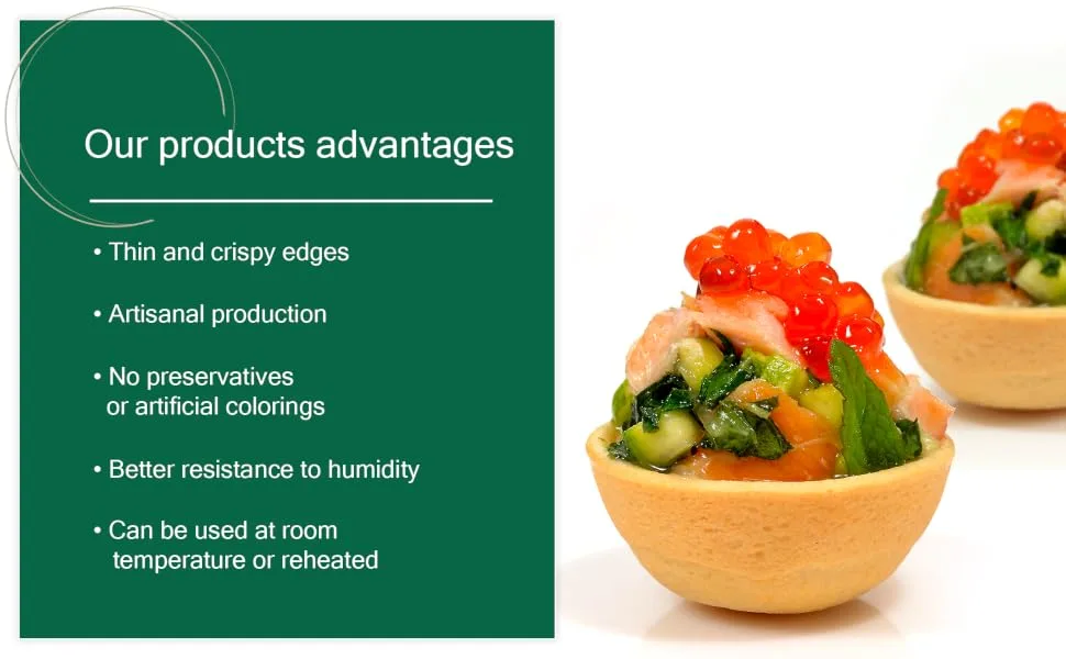 CROC'IN - Pesto Tartlet Shells - Edible Savoury Appetizer Basil Pesto Mini Pastry Cases - Artisanal Confection - 24 Pieces Pesto 24 - Corc