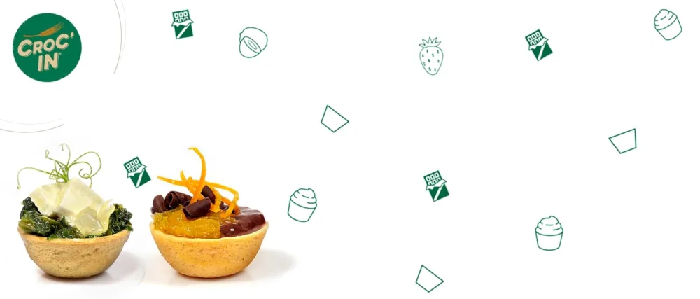 CROC'IN - Pesto Tartlet Shells - Edible Savoury Appetizer Basil Pesto Mini Pastry Cases - Artisanal Confection - 24 Pieces Pesto 24 - Croc