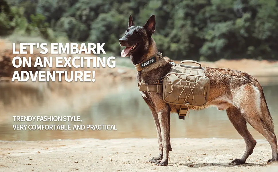 EXCELLENT ELITE SPANKER Tactical Military Dog Saddle Bag Harness Saddlebag Backpack for Medium Large Dogs(Brown L) L Brown - DG121