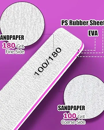 FANDAMEI Nail Files and Buffers 100/180 400/4000 Grit Professional Manicure Tools Kit Rectangular Art Care Buffer Block Tools 7 Ways Buffer Block for Trim Polish and Shine Nail 20Pcs/Pack - Double Side