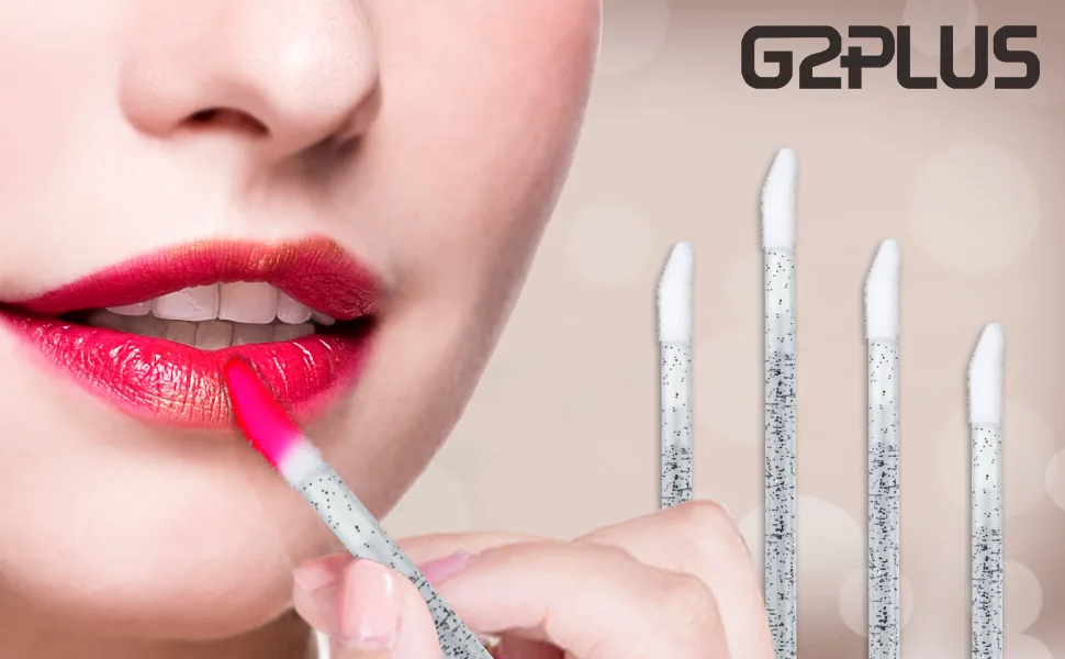 G2PLUS 100 PCS Disposable Lip Brushes - Multi-colored Disposable Lip Wands - Crystal Lipstick Lip Applicator Wands for Lips Eyes and Makeup Application 100PCS Multi-colored - Disposable Crystal Lip Brushes