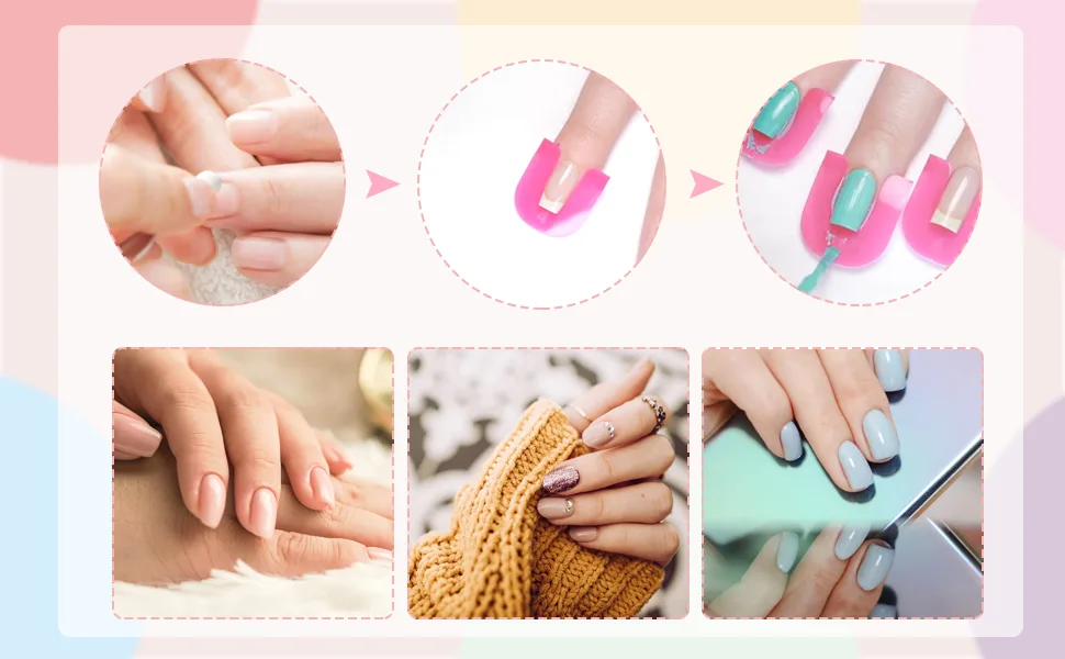 G2PLUS Nail Polish Stencil 26 PCS in 10 Sizes Nail Painting Guide Mess Saver Nail Art Basic Tool Accessories Manicure Nail Art Polish Protection Tip Protectors Reusable - Nail Art Basic Tool Accessories
