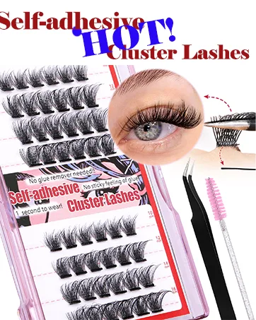 False Lashes Natural Look Wispy Lashes That Look Like Extensions Fluffy Cat Eye Lashes Lashes Fluffy D Curl Strip Fake Eyelashes Pack by Goddvenus Strip Lashes - Self Adhesive Cluster Lashes, Pre Glued Eyelashes Extension Kit with Lash Clusters and Tweezer