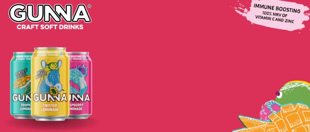 Gunna Immune Boosting Fizzy Drinks Variety Pack of Soft Drinks Natural Vegan Sparkling Soft Drinks Lemonade Cans Tropical Raspberry Mint Flavours 330ml x 12 Variety Pack 12 x 330ml - immune boosting functional lemonade soda soft drink vitamin mineral refreshing beverage sparkling