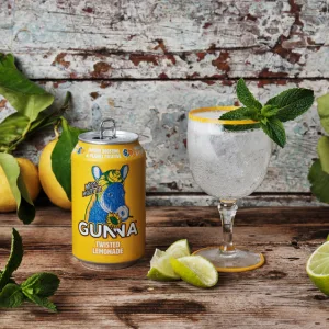 Gunna Fizzy Drinks Raspberry Pink Lemonade Cans Natural Vegan Sparkling Natural Soft Drink Real Raspberry and Lemon Flavour Immune Boosting Drink 330ml x 12 12 x 330ml - immune boosting functional lemonade soda soft drink vitamin mineral refreshing beverage sparkling