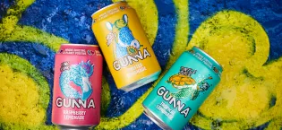 Gunna Fizzy Drinks Raspberry Pink Lemonade Cans Natural Vegan Sparkling Natural Soft Drink Real Raspberry and Lemon Flavour Immune Boosting Drink 330ml x 12 12 x 330ml - immune boosting functional lemonade soda soft drink vitamin mineral refreshing beverage sparkling