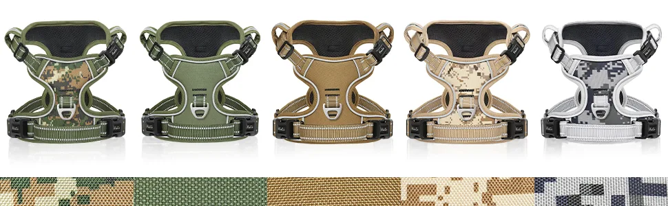HEELE Dog Harness No Pull Dog Harness Small Release on Neck Front Back Clips Dog Vest Harness Reflective Adjustable Padded Easy Control Handle for Outdoor Walking Training Green S S (Pack of 1) Solid Green - HEELE Dog Harness Camouflage