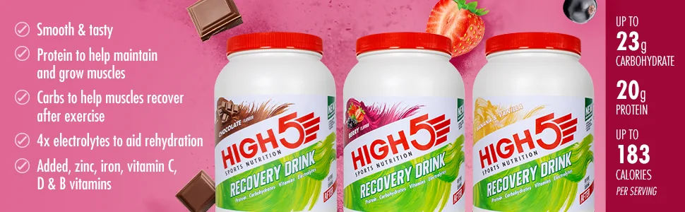 HIGH5 Recovery Drink Whey Protein Isolate Promotes Recovery (Chocolate 450 g) Chocolate 450 g (Pack of 1) - Recovery Drink Benefits